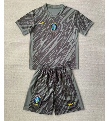 Brasilien Målmand Hjemmebanesæt Børn Copa America 2024 Kort ærmer (+ korte bukser)